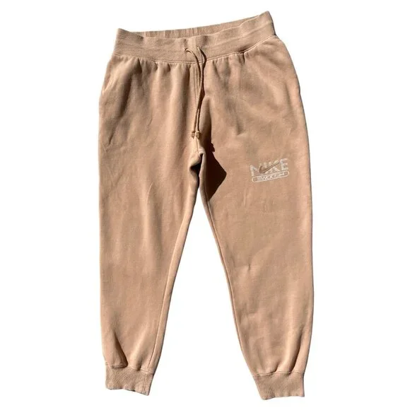 Nike Sweatpants Men's Size XL Tan Fleece Joggers Athletic Pants Swoosh Logo - Picture 1 of 14
